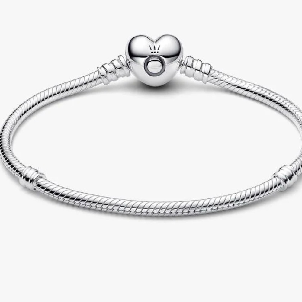 Pandora Moments Heart Clasp Snake Chain Bracelet Sterling Silver 7.1” 925 ALE - Picture 3 of 5